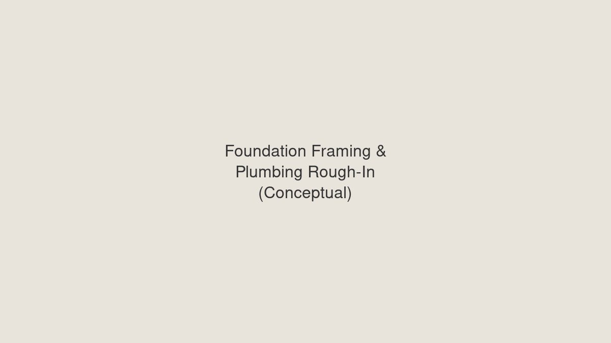 Foundation framing and plumbing rough-in rendering